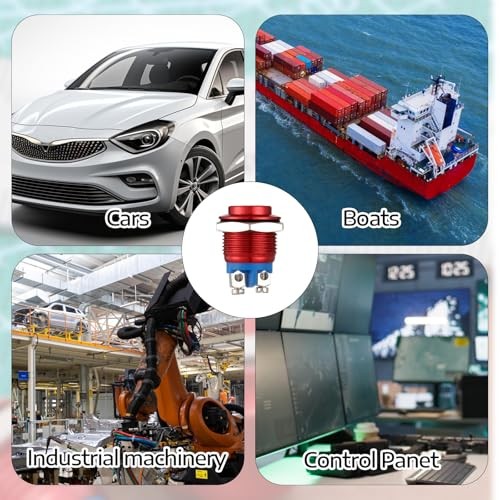 2PCS Momentary Push Button Switch 12V, Momentary Switch 16MM High Round