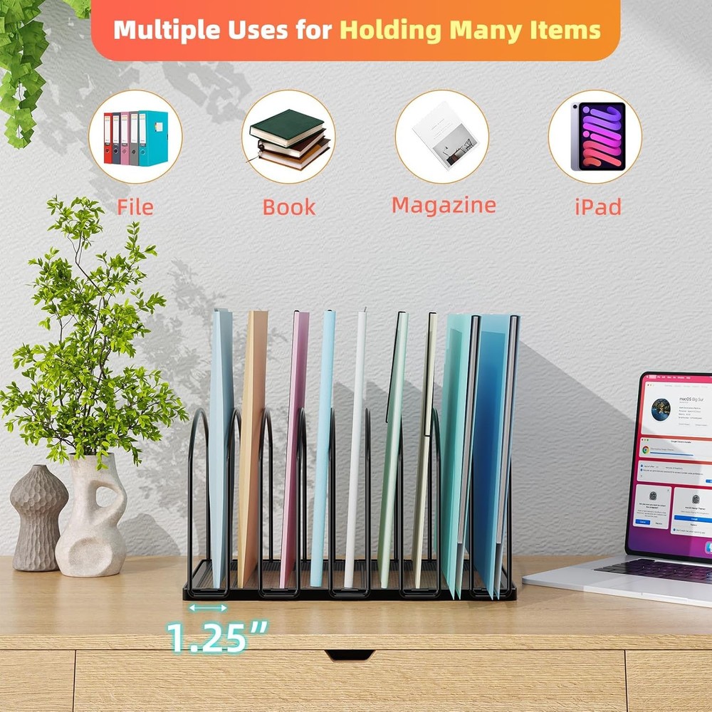 Simple Trending 2 Pack 9 Section Metal File Sorter Organizer 2 Pack, Black