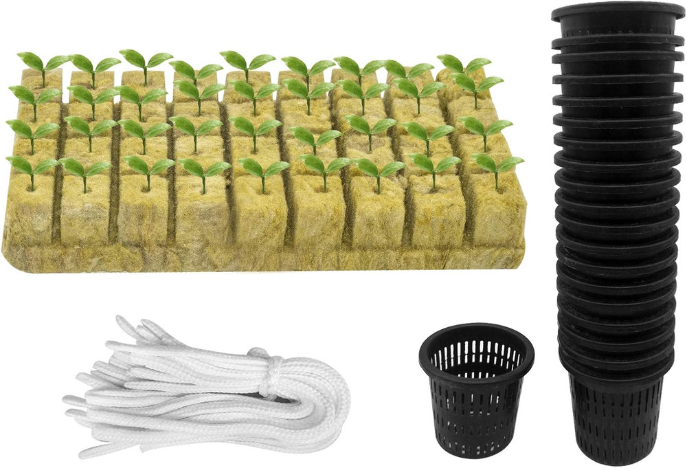 76Pcs Hydroponics Mesh Net Cup Kit - 20 Packs 2 Inches Slotted Mesh Net Pot Cups