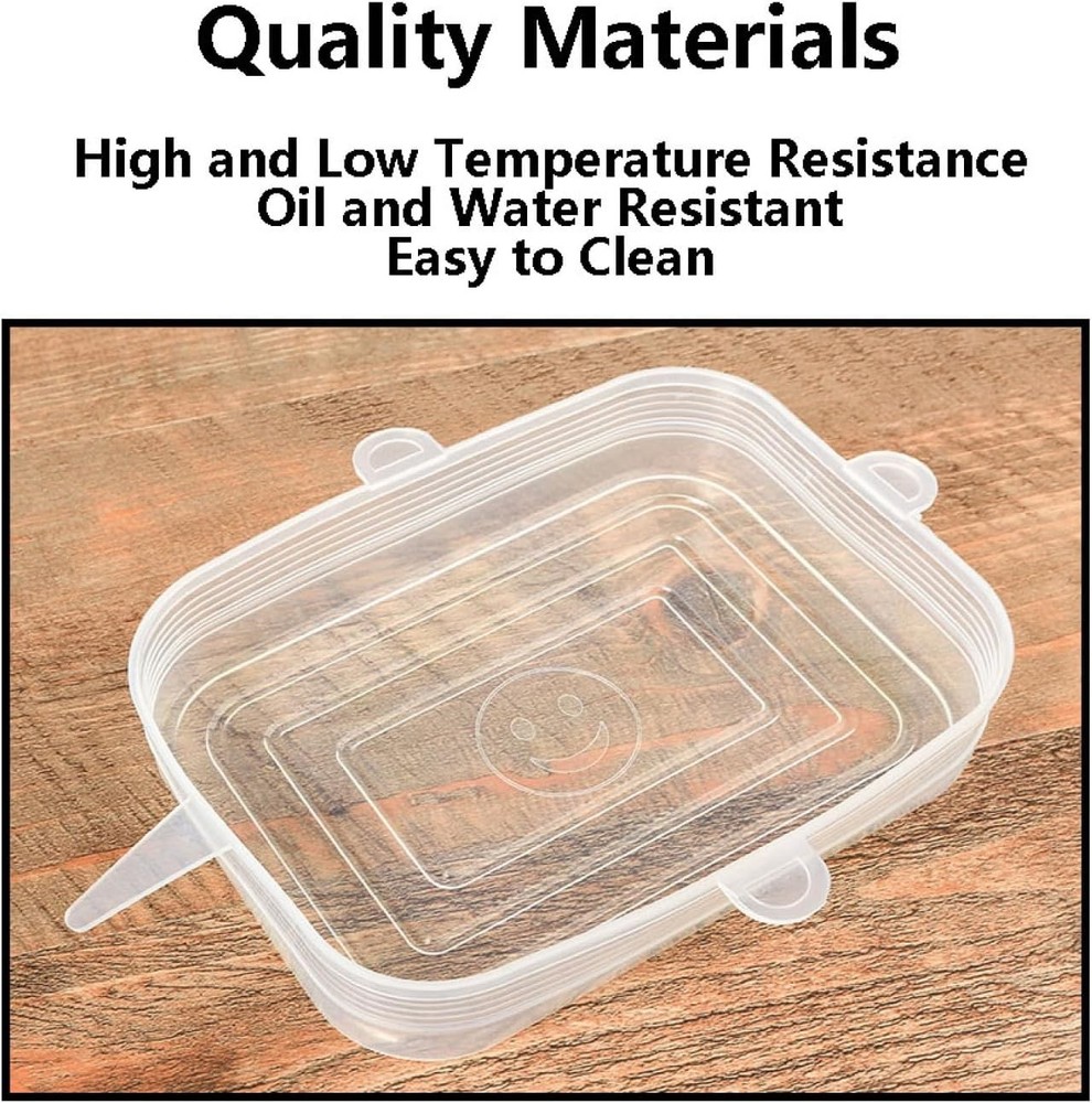 6 Packs Rectangular Silicone Stretch Lids Set of 6 Sizes Reusable Sturdy