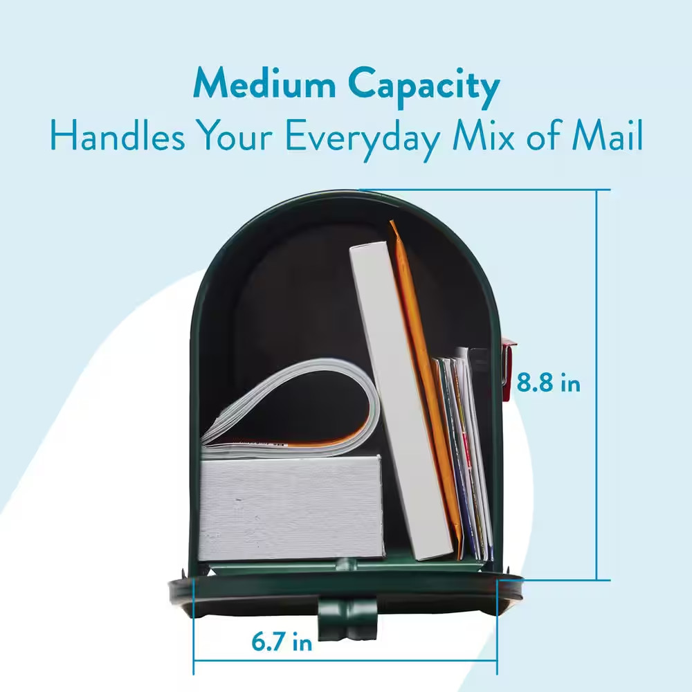 Elite Green, Medium, Steel, Post Mount Mailbox