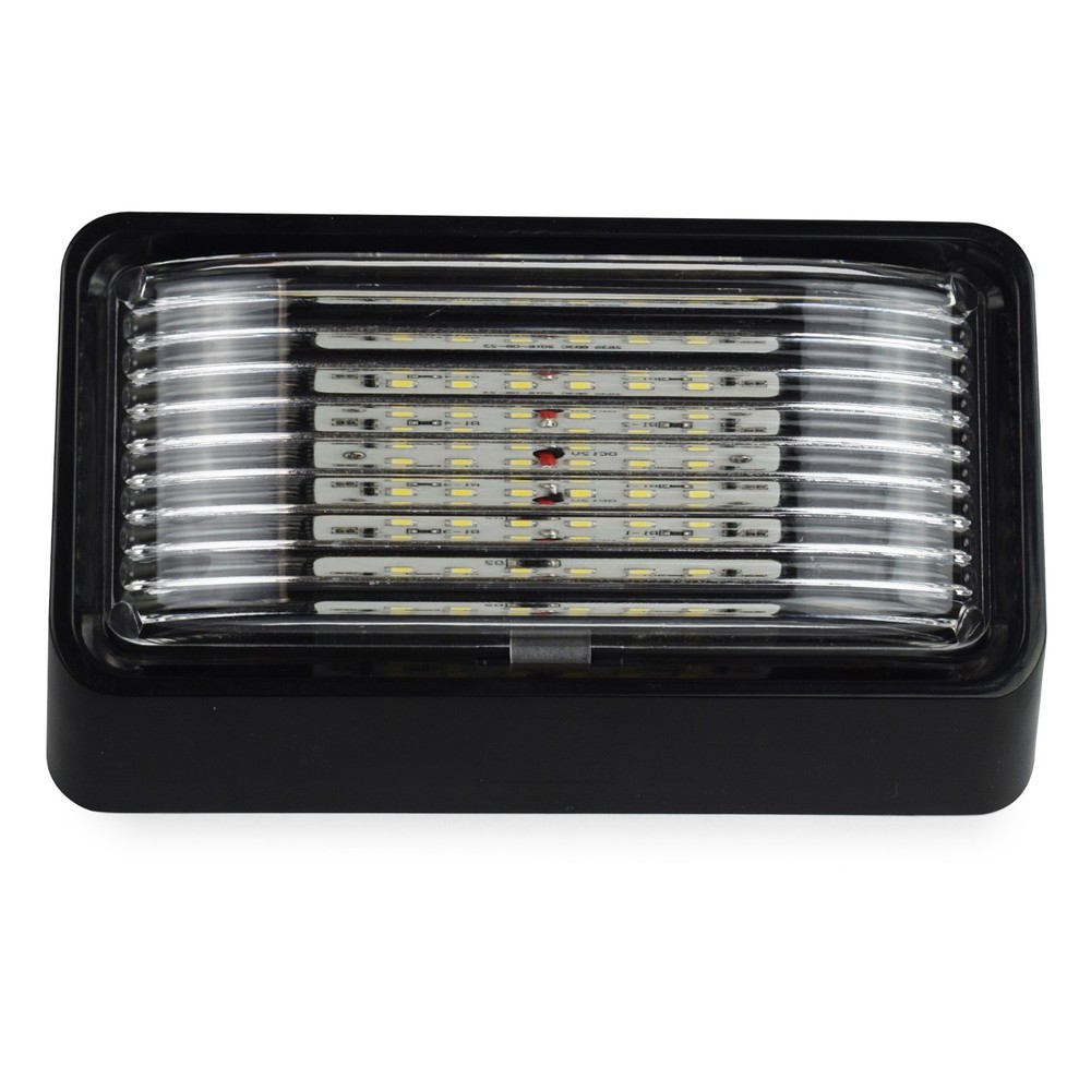 RV 12V LED Exterior Porch Utility Light - Clear & Amber Lenses (Black)