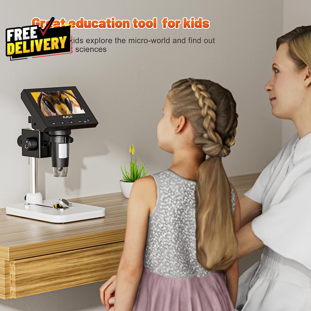 LCD Digital Coin Microscope 1000X Magnification 4.3" Screen LED Lights…