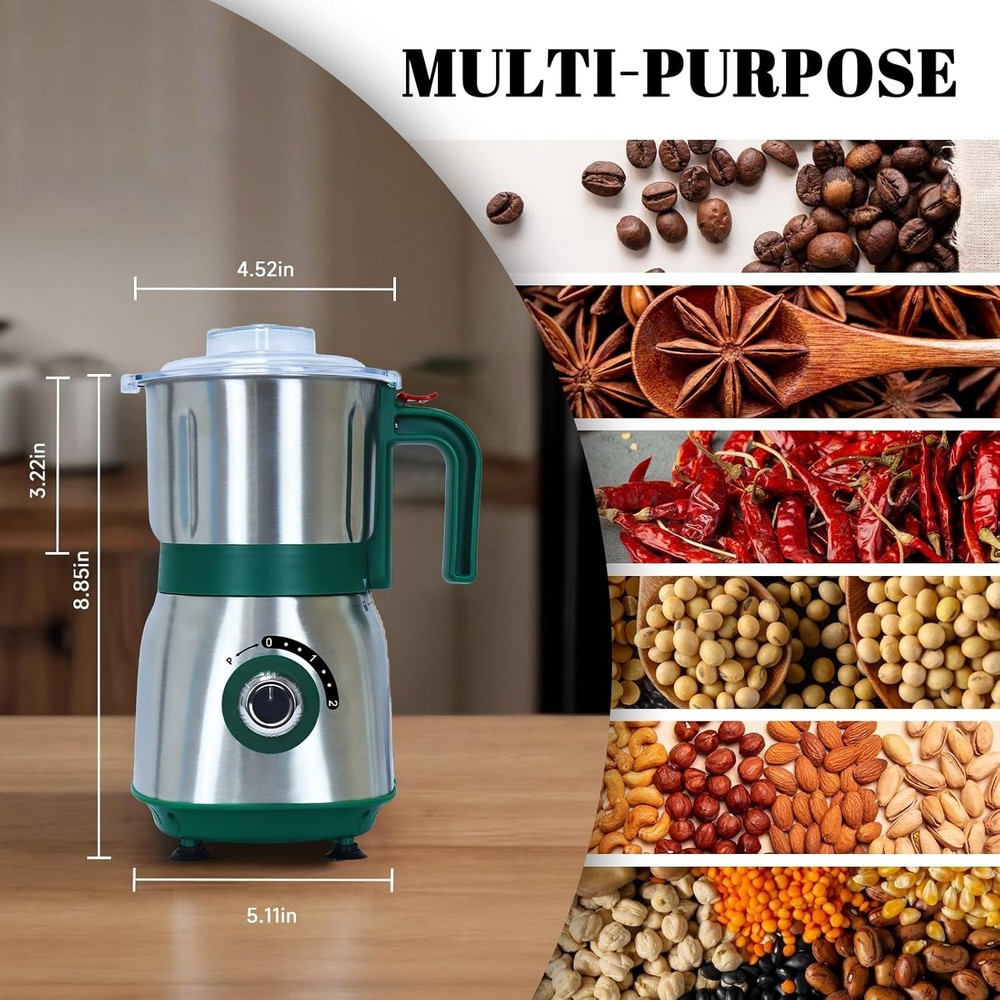 Versatile Kitchen Grinder | 500W Electric Mill | Grinds Spices, Nuts, Grains,...