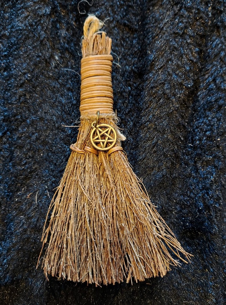 Broom Pentacle Charm Halloween Decor Hang