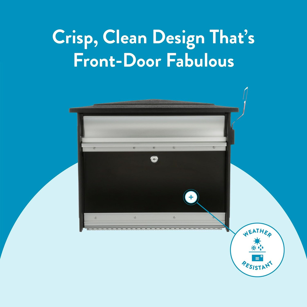 Mailsafe™ Locking, Wall-Mounted Mailbox for Outside, Rust-Resistant Plastic & Al