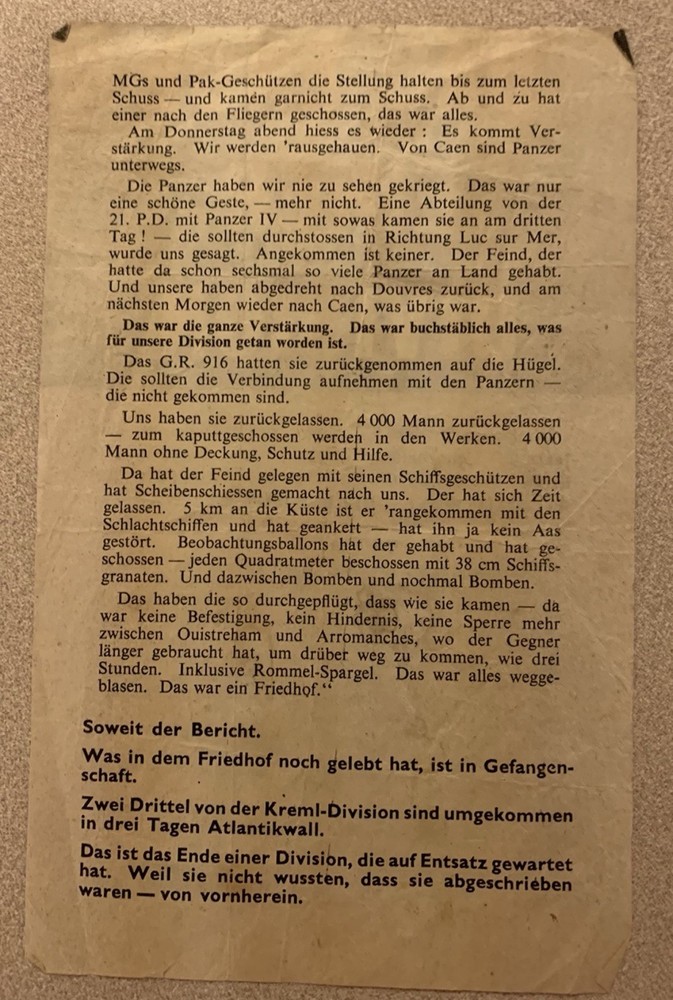 WW2 US Military Rare DDay German Drop Leaflet