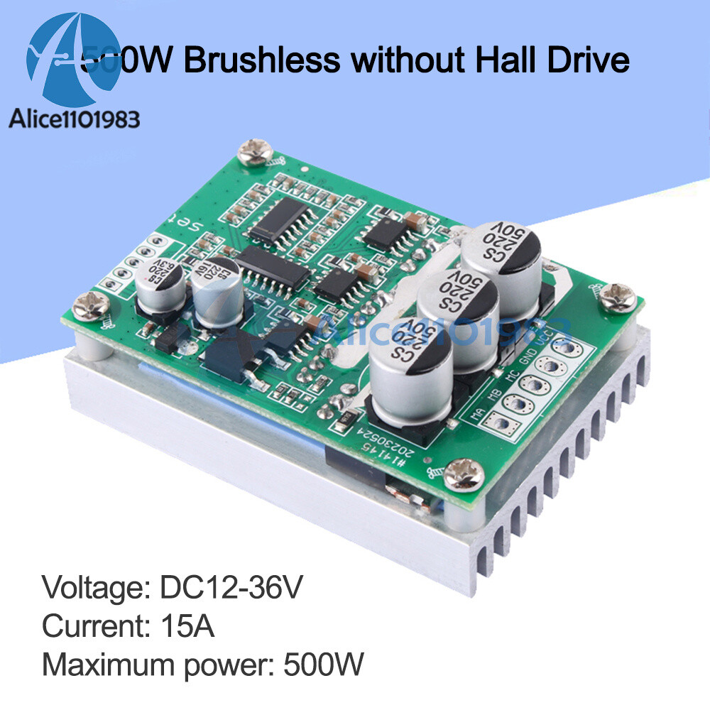 DC12V-36V 500W Brushless Motor Speed Controller BLDC PWM Hall-less Motor Control