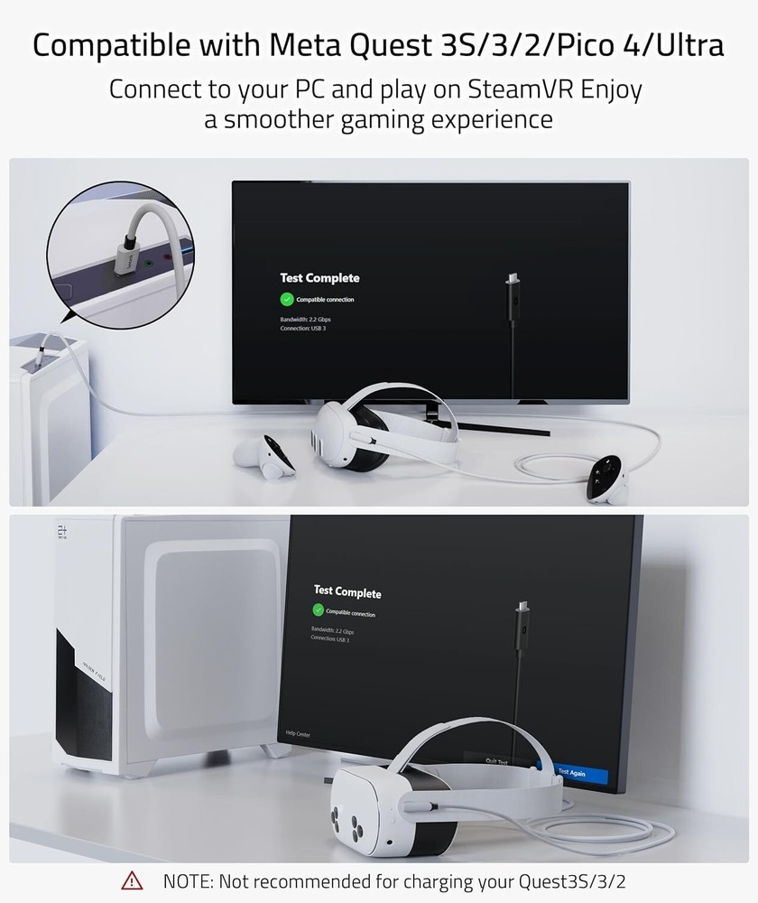 16FT VR Link Cable with L-Shaped Connector for Oculus & SteamVR Experience