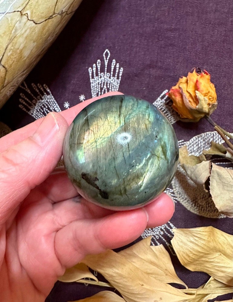 Labradorite Sphere, All Natural, Pagan, Witchcraft, Occult, Altar Tools