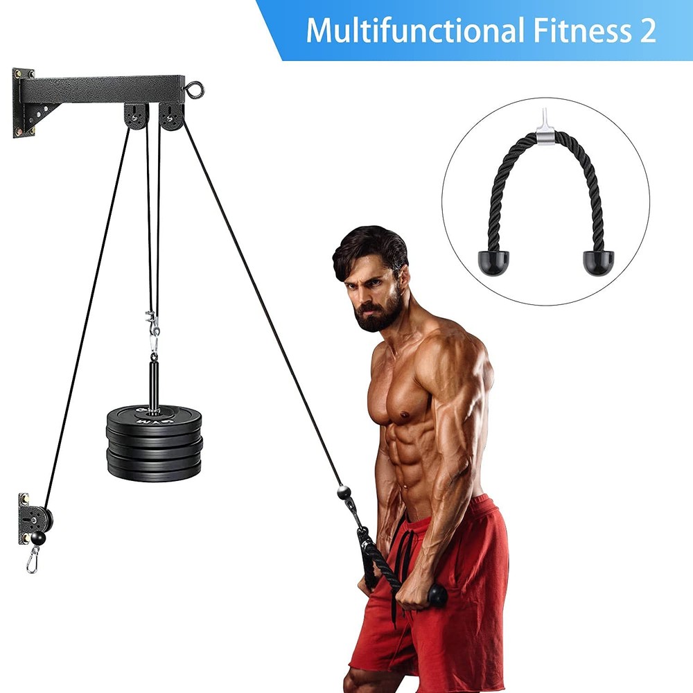 Pulley System Gym Cable Machine Triceps Rope Pulley System Triceps LAT Pulldo...