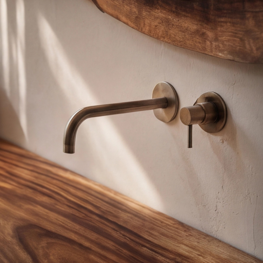 Bathroom Vanity Modern Rustic Solid Wood Live Edge Floating Sink CounterBathroom