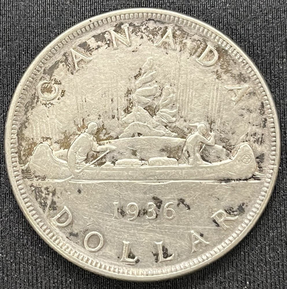 Cleaned 1936 Canada Silver Dollar