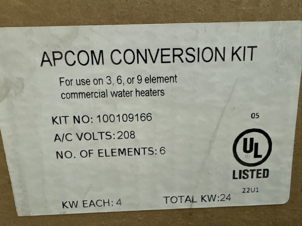 100109166 Kit, Conversion, 6 Elements, 4000w/208v, Apcom
