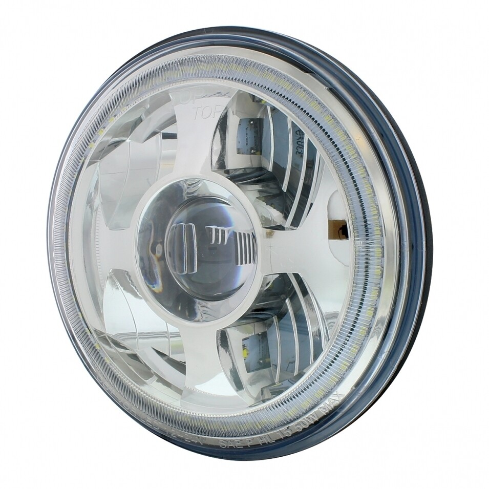 7" High Power LED Projection Headlight with Dual Function LED Halo Ring
