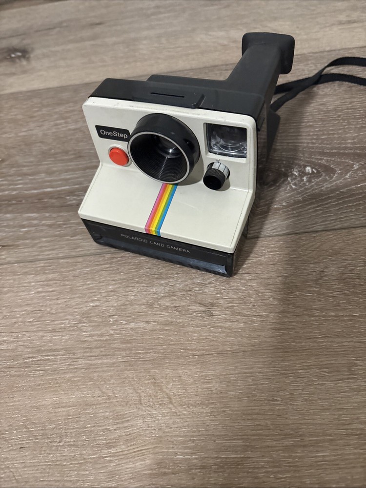 Polaroid White SX-70 One Step Rainbow Instant Camera w/Strap