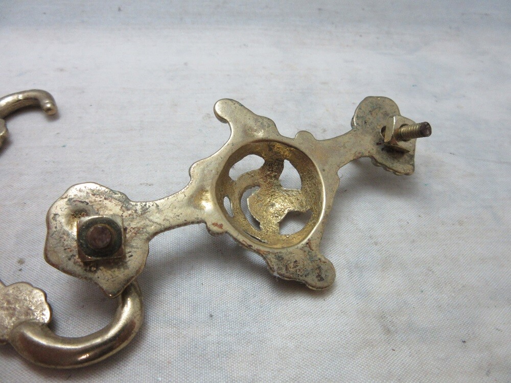 Vintage ornate brass drawer pull salvage