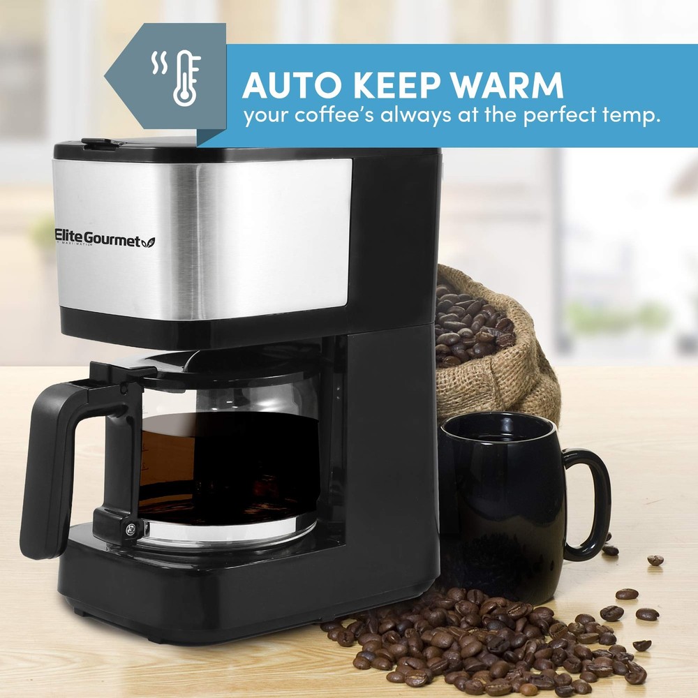 Automatic 5 Cup Coffee Maker Drip Brewer with Reusable Filter Pause Serve