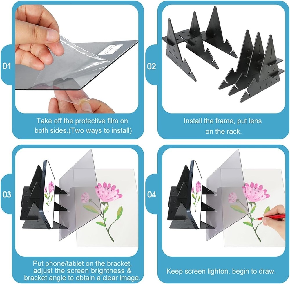 Camera Lucida Drawing Tool,Multi-Angle Fixture,Adjustable Pea Jig Projector Can