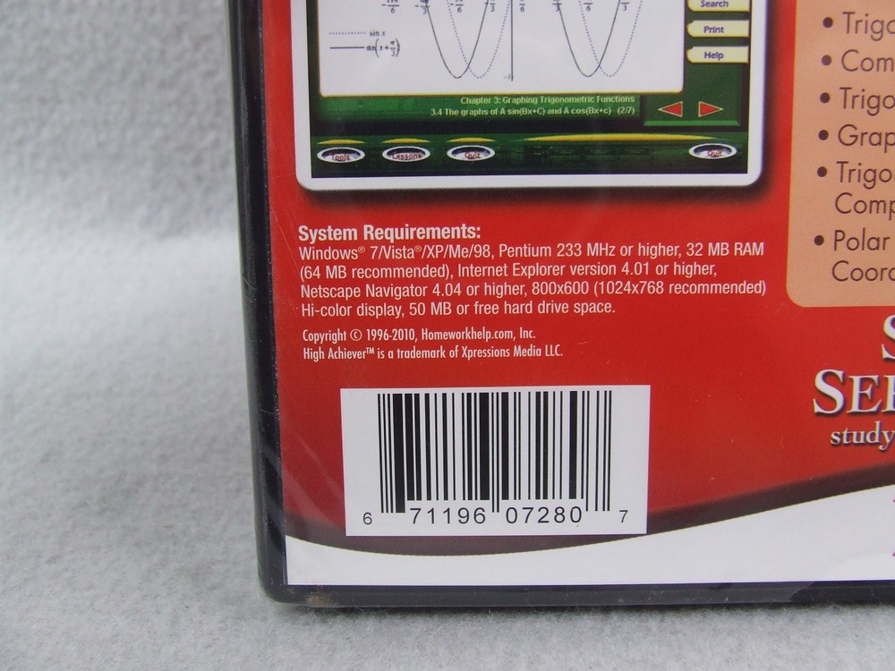Trigonometry Grades 10-12 PSAT SAT ACT Test Preparation Software (PC CD-ROM)