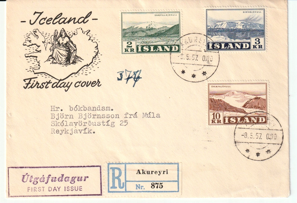 Iceland FDC # 302-304, Registered, Addressed