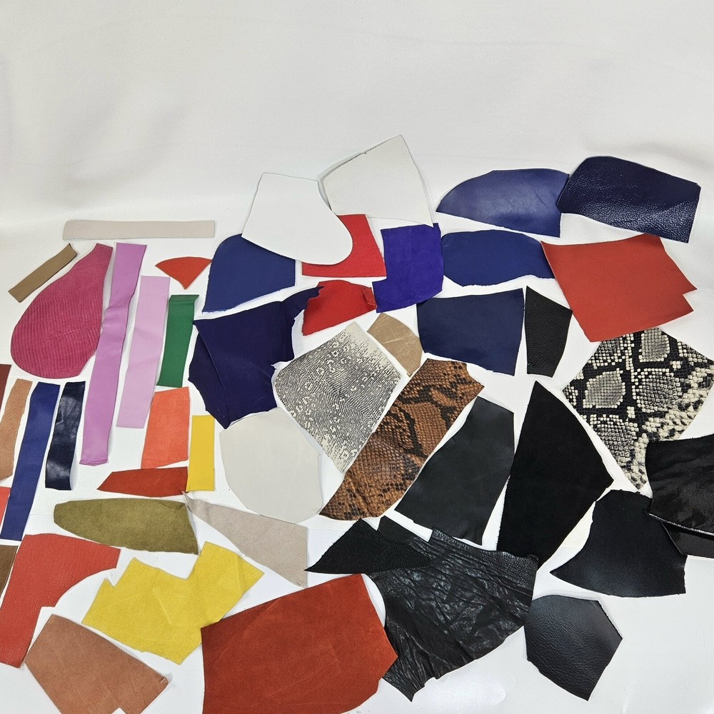 Genuine Leather Scraps Bits Small/Tiny Samples Crafts 15 oz Total
