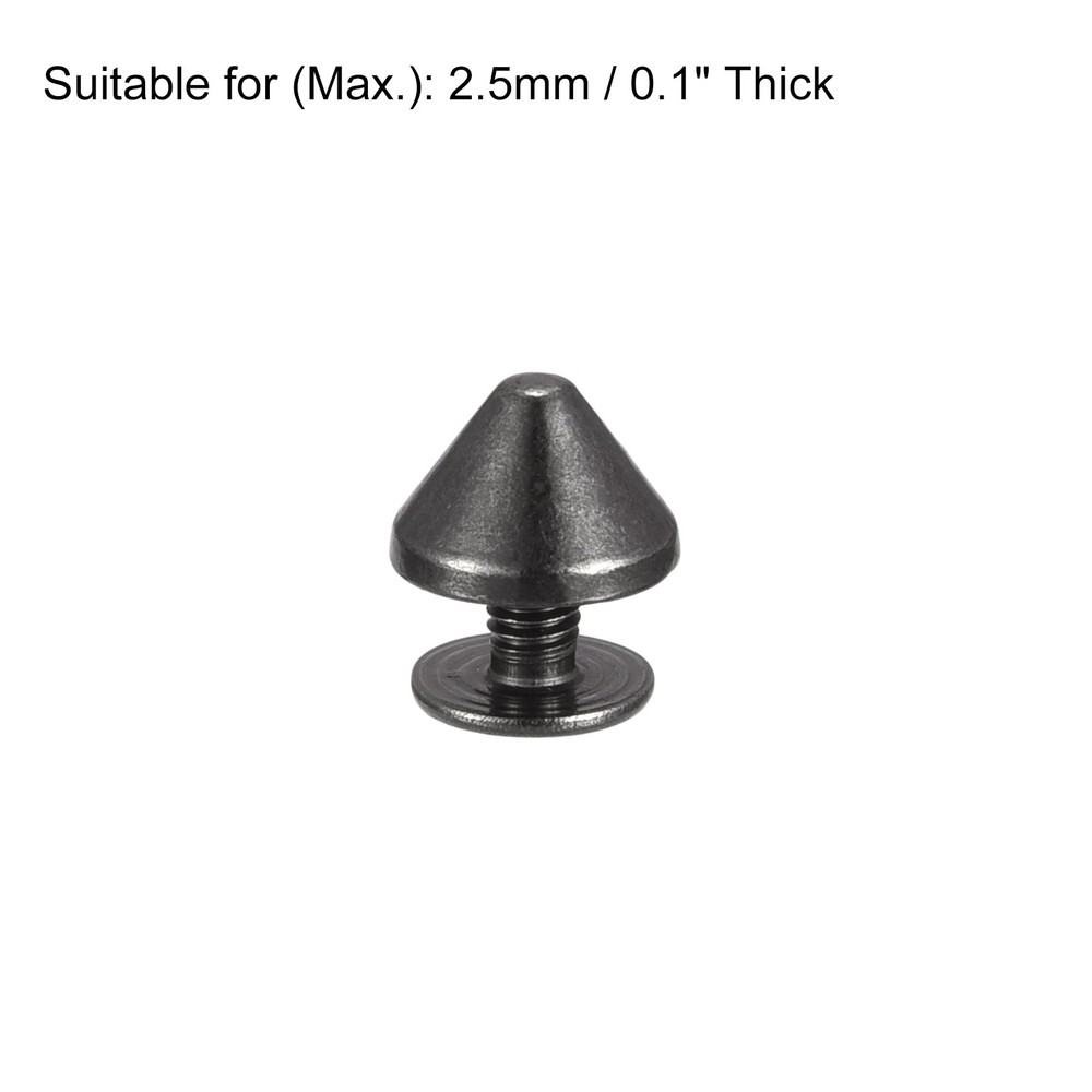 9x6mm Screw Back Rivets, 50 Set Solid Leather Studs for DIY Black