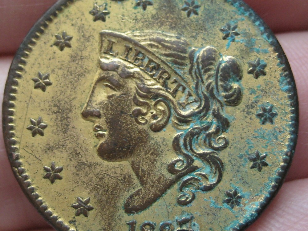 1837 Matron Head Modified Large Cent- Plain Cord, Medium Letters, XF Detail