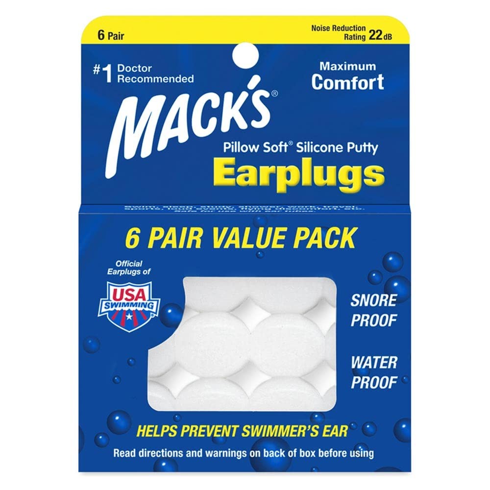 Macks Pillow Soft Silicone Earplugs, 6 Pair, Value Pack,The Original Moldable