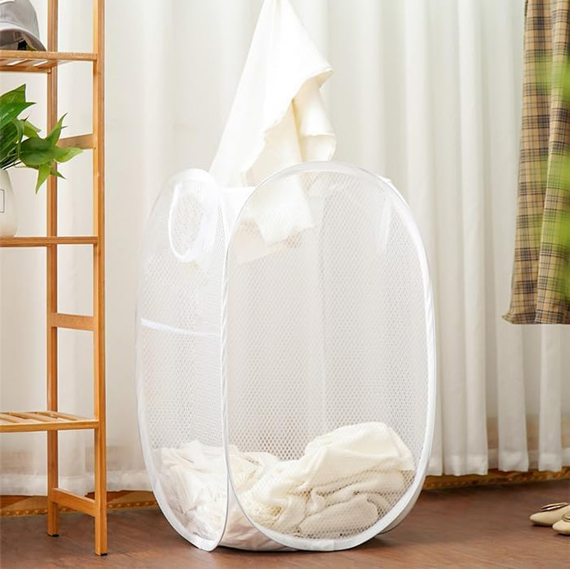 2 Pack Mesh Pop Up Laundry Baskets, Collapsible Laundry Hampers, Foldable Clothe