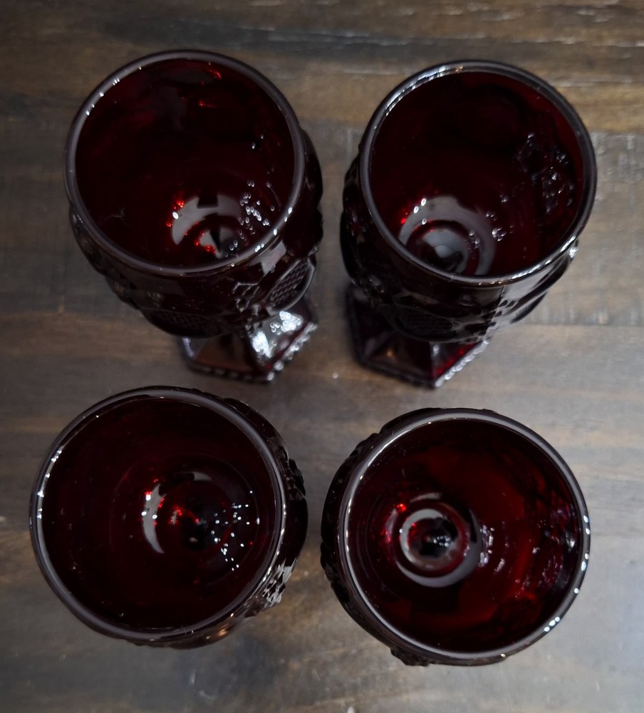 Vintage Ruby Red Cape Cod Cordial Glass (Avon) 4 Piece Set