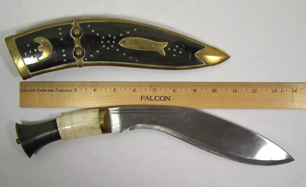 Kukri Knife with Sheath Engraved Fixed Blade