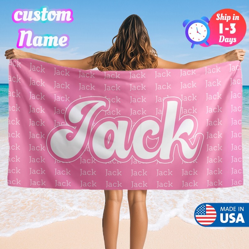 Personalized Custom Name Extra Large Beach Towel Oversize Soft Microfiber Towels