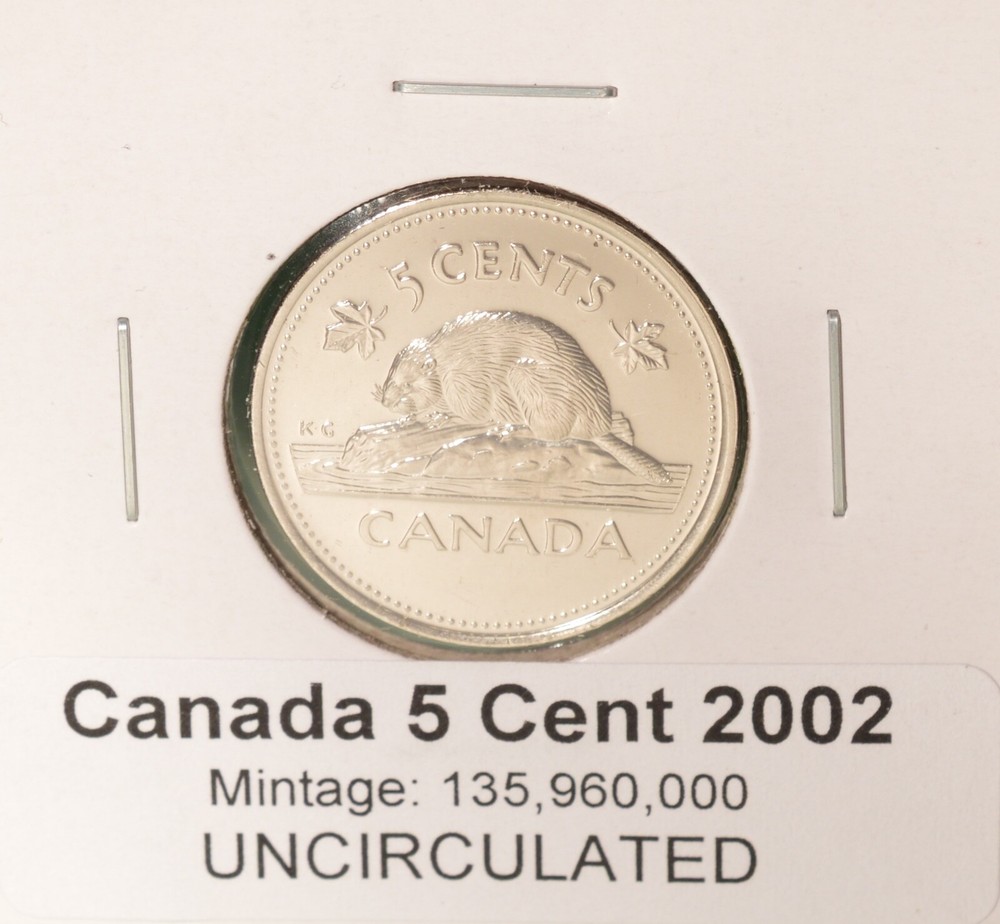 2002 Canada 5 Cent - UNCIRCULATED from Mint Roll 🇨🇦