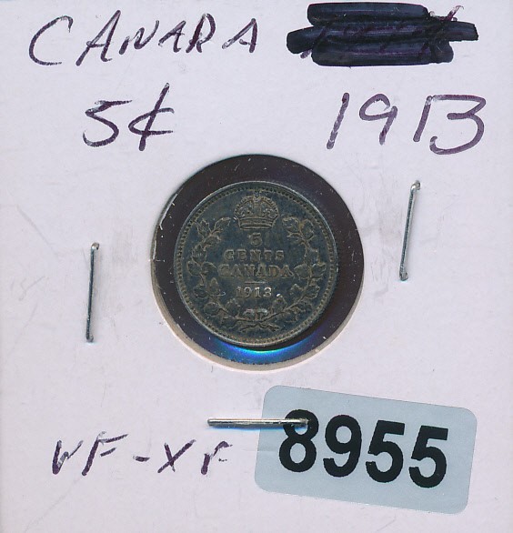 CANADA - 5 CENT  -1913 - SILVER - #8955  - SALE