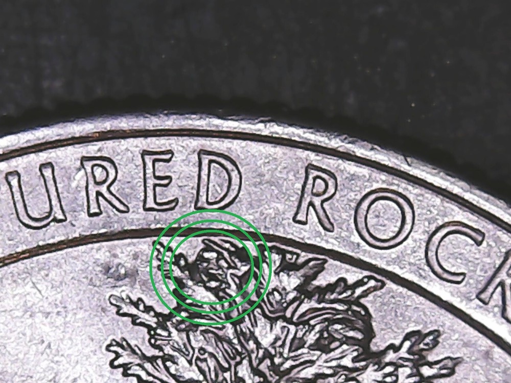 2018-p Pictured Rock ATB Quarter with Die Chips Mint Error.