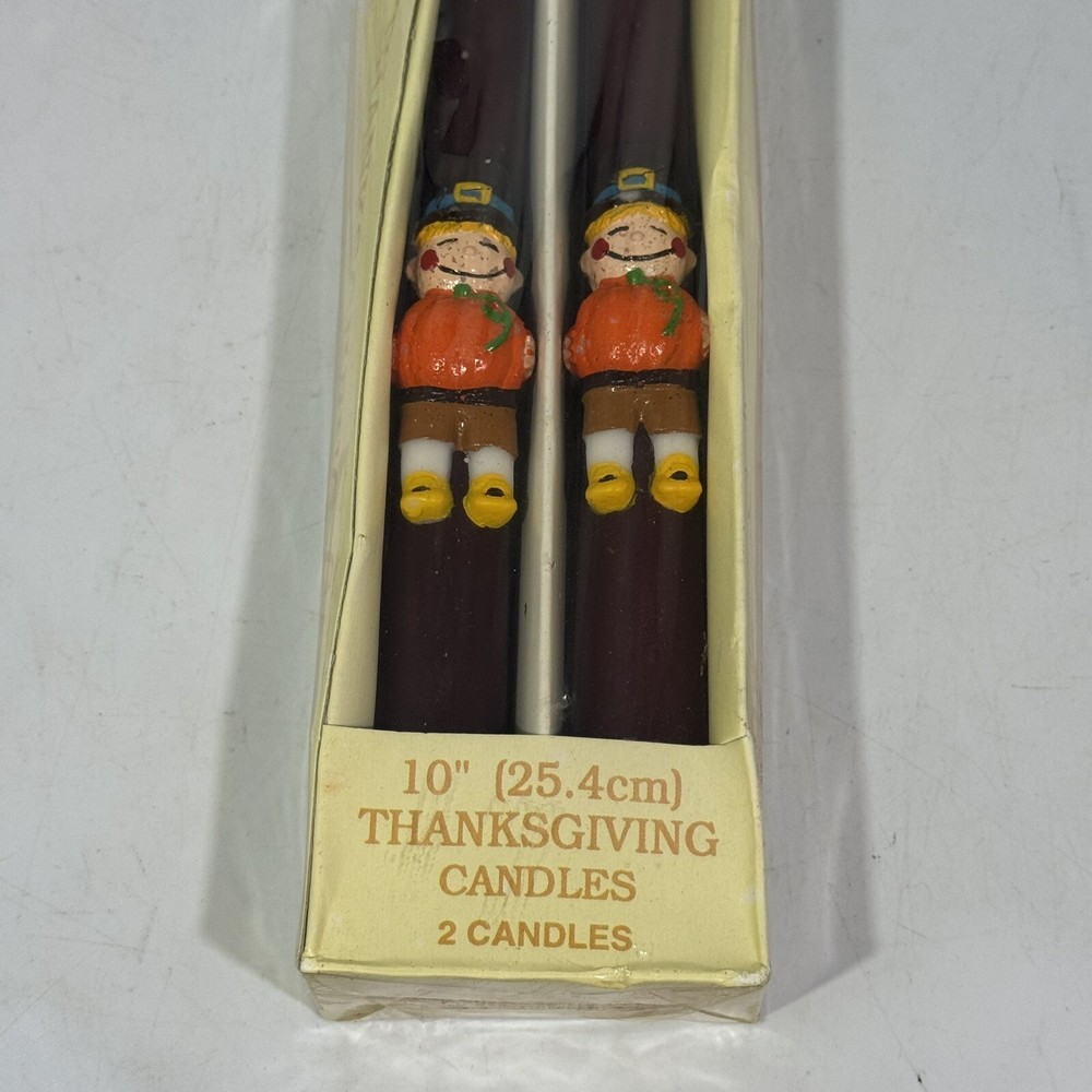 Thanksgiving Pilgrim Candles 10" Vintage Decorative