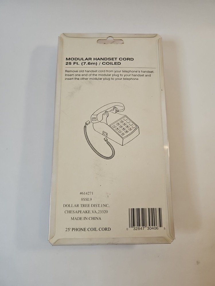 Phone Accessories 25ft. Modular Handset Cord Coiled