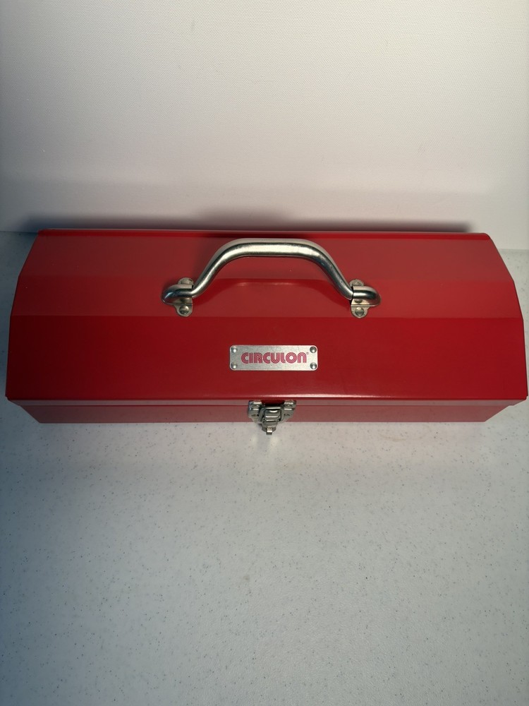 Circulon Red Metal Tool Box with Black Barbecue Tools