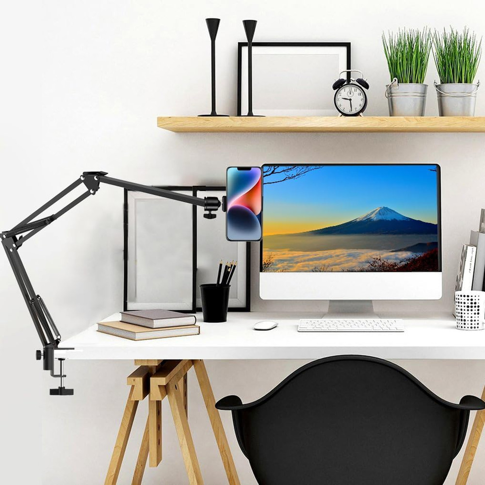 Overhead Tripod Mount for Camera Webcam Ring Light, Long Over Head Articulating