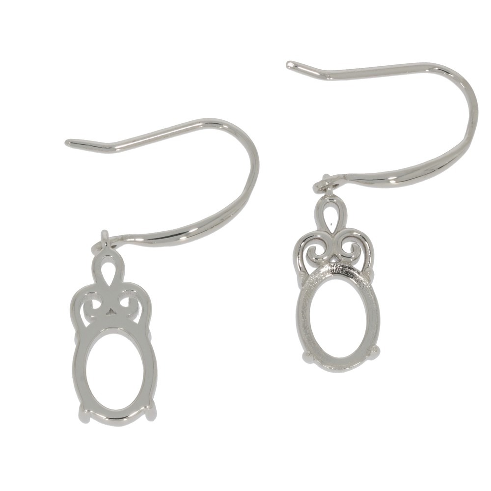 Sterling Silver Semi Mount Earrings Setting Oval OV 9x7mm