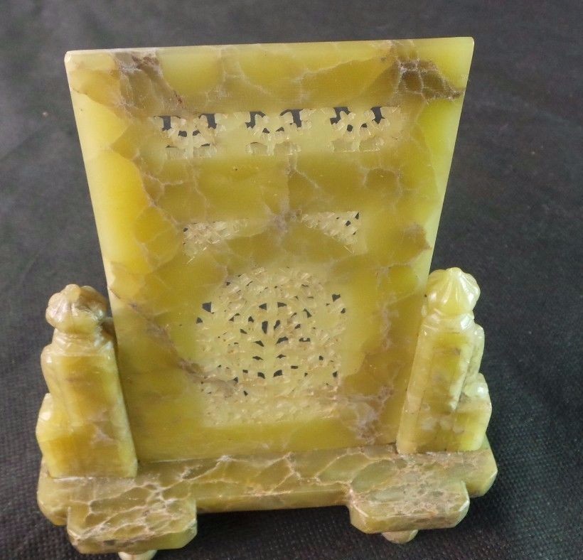 Chinese Carved Jade Screen Small Light Green