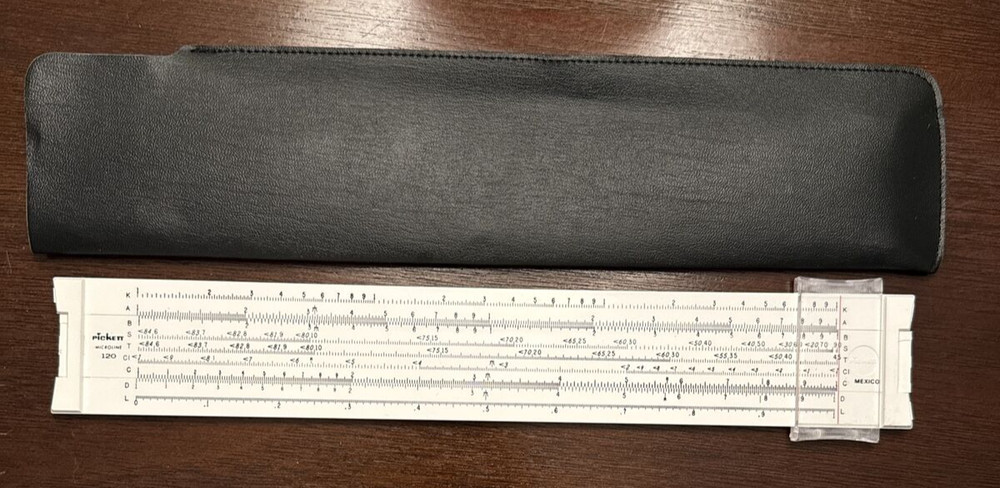 PICKETT Microline 120 Slide Rule 12” w/ Soft Case