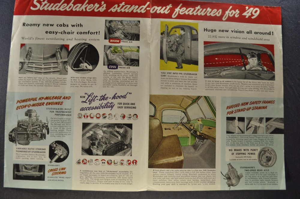 1949 Studebaker Truck Brochure Folder Pickup Dump Stake Nice Original 49