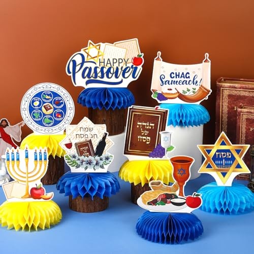 8 Pcs Passover Table Decorations, 3D Double Sided Passover Honeycomb