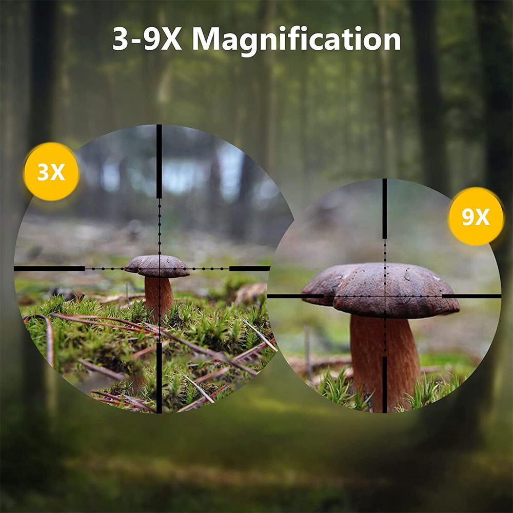 3-9X40 Rifle Scope Mil-Dot Reticle Optics Scope W/ Mounts - Adjustable Objective