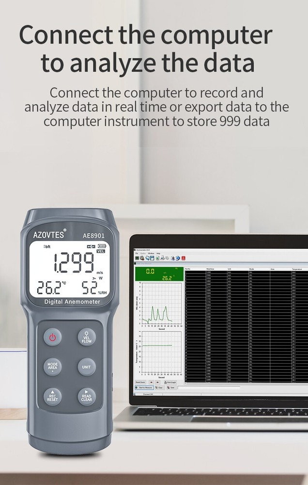 Multi-function Digital anemometer AE8901 split anemometer 0.3~45.0m/s
