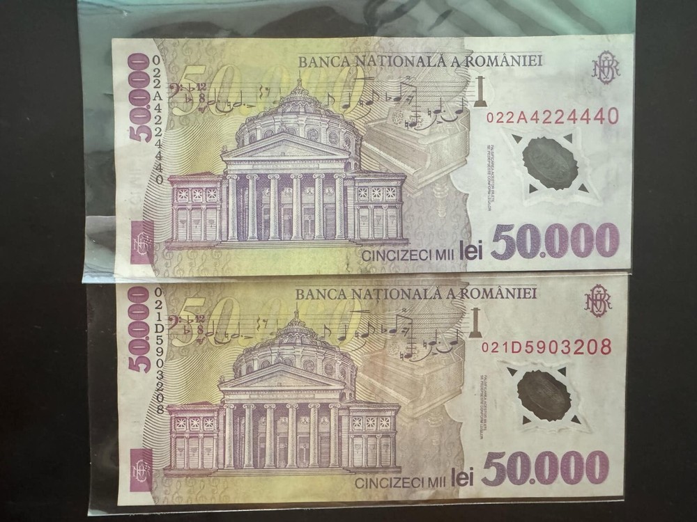 2 x Romania 50000 Lei 2000's Circulated