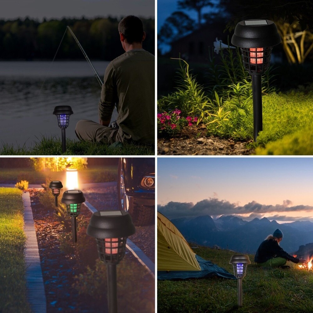 2 in 1 Solar Insect Zapper with 2 light Settings Stakes Mosquito Killer (2 Pack)