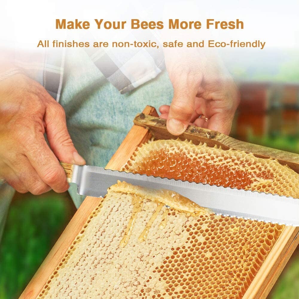 Stainless Steel Serrated Uncapping Knife, Honey Scraper Bee Hive Beekeeping Tool
